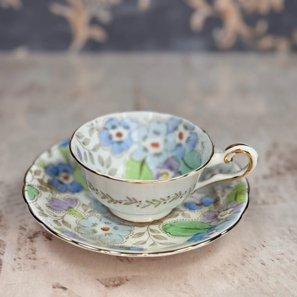 Vintage Taylor & Kent Bone China Teacup Saucer England